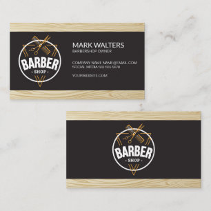 Barber Shop Barber Logotyp Trä Visitkort