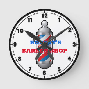Barber Shop Barber Pole Anpassningsbar Round Clock Rund Klocka