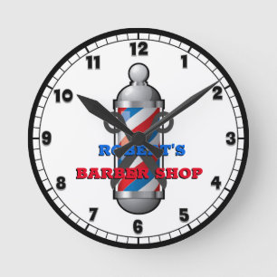 Barber Shop Barber Pole Anpassningsbar Round Clock Rund Klocka
