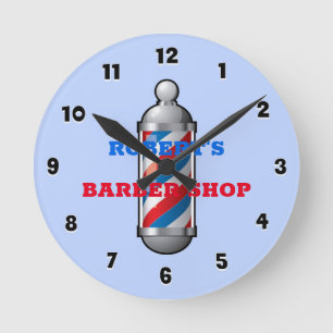 Barber Shop Barber Pole Anpassningsbar Round Clock Rund Klocka