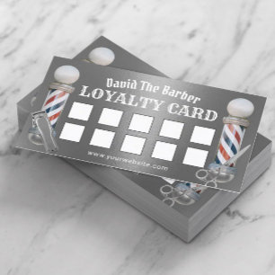 Barber Shop Barbershop Metallic Silver Loyalty Lojalitetskort