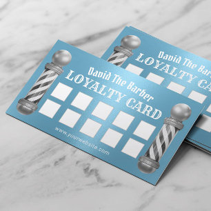 Barber Shop Barbershop Modern Blue Loyalty Lojalitetskort
