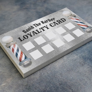 Barber Shop Barbershop Modern Silver Loyalty Lojalitetskort