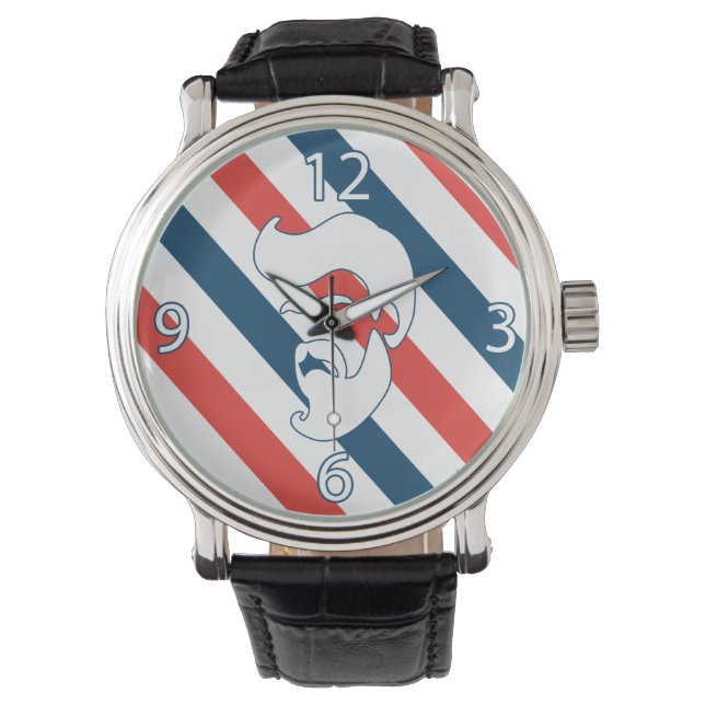 Barber Shop Bearded Man Watch Armbandsur (Framsida)