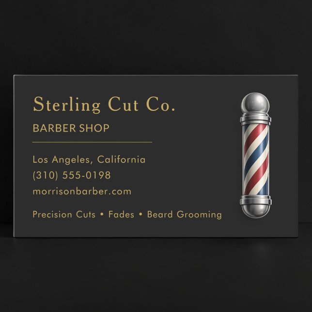 Barber Shop Black Gold Professional Visitkort (Skapare uppladdad)