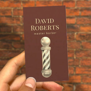 Barber Shop Brick Red & Guld Barbershop Hair Visitkort