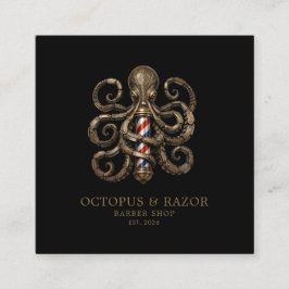 Barber Shop Bronze Octopus Professionell Qr Kod Fyrkantigt Visitkort
