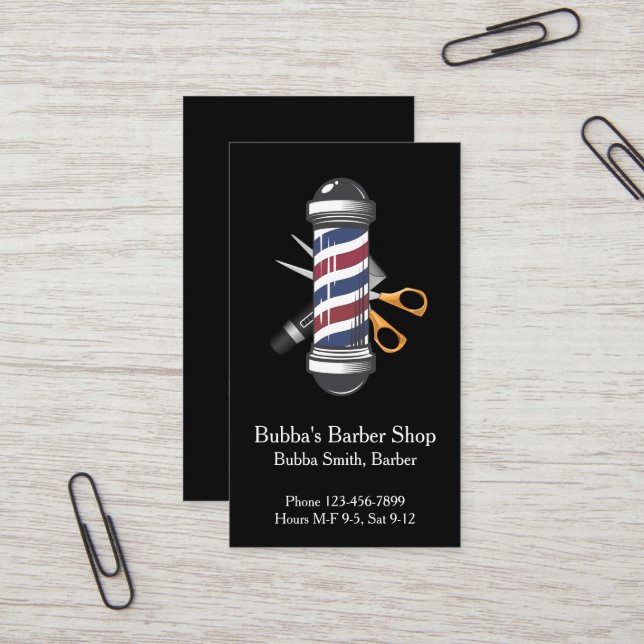 Barber Shop Business Card Visitkort (Fram/Back In Situ)