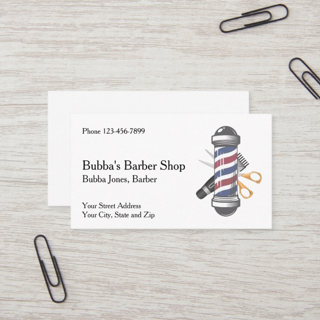 Barber Shop Business Card Visitkort (Fram/Back In Situ)