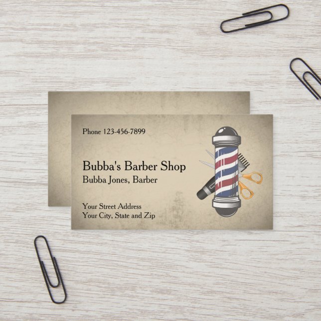 Barber Shop Business Card Visitkort (Fram/Back In Situ)