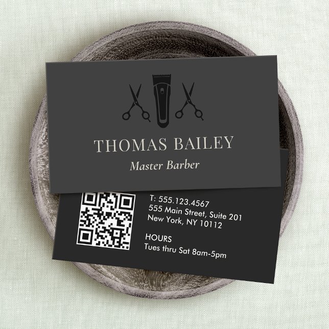 Barber Shop Buzzer och Scissors QR Visitkort (Skapare uppladdad)