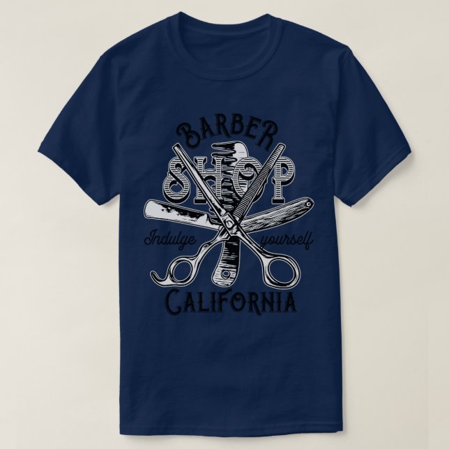 Barber Shop California TShirt T Shirt (Design framsida)