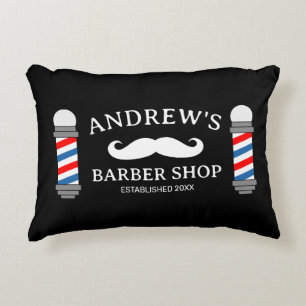 Barber shop dekorativ kudde med mustasch logotyp