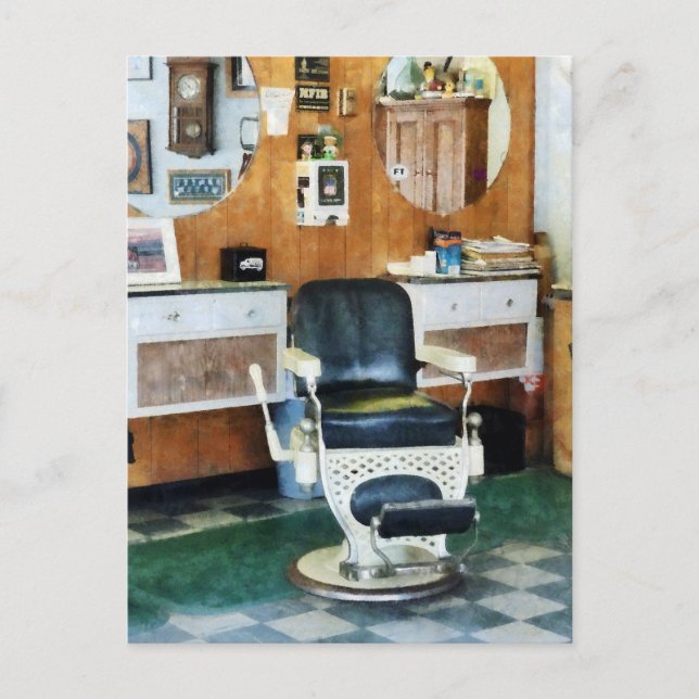 Barber Shop En stol Vykort (Framsida)