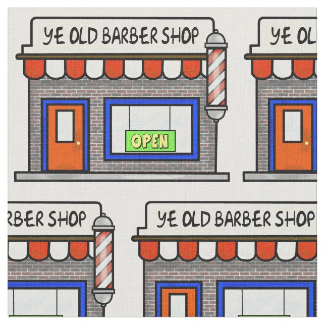 Barber Shop Fabric Material Tyg (Närbild)
