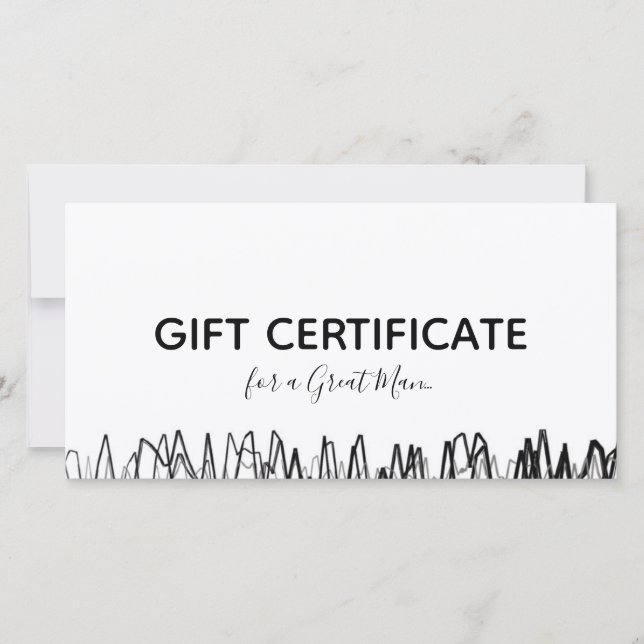 Barber Shop Gift Certificate Black Sketch Simple Tack Kort (Framsida)