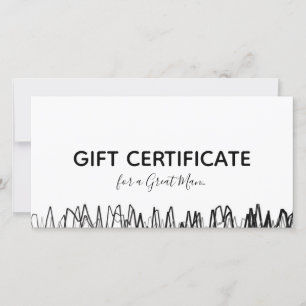 Barber Shop Gift Certificate Black Sketch Simple Tack Kort