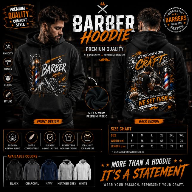 Barber Shop Grafisk Hoodie (Skapare uppladdad)