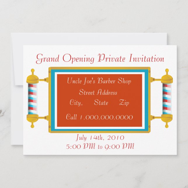 Barber Shop Grand Open Inbjudningar (Framsida)