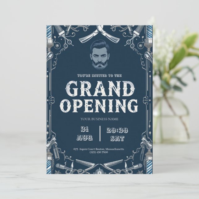 Barber Shop Grand Open Investigation Julkort (Stående Fram)