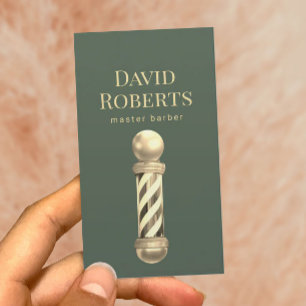 Barber Shop Guld Barber Pole Barbershop Hair Grönt Visitkort