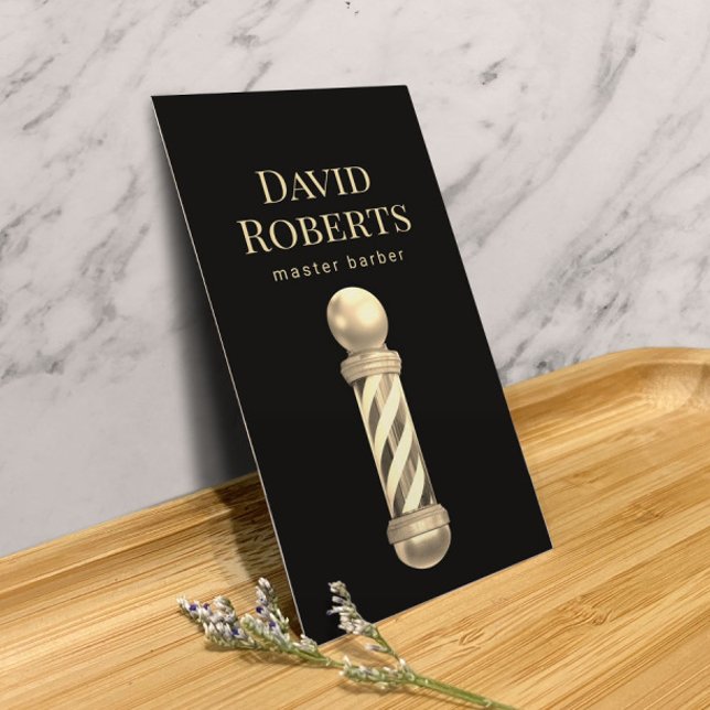 Barber Shop Guld Barber Pole Barbershop Hair Visitkort (Skapare uppladdad)