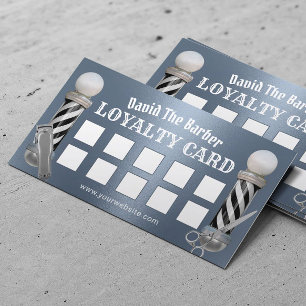 Barber Shop Hair Stylist Dusty Blue Metall Lojalitetskort