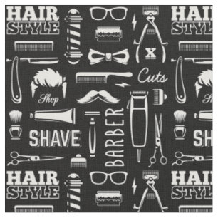 Barber Shop Hair Stylist Mönster Tyg