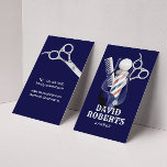 Barber Shop Hair Stylist Navy & Silver Barbershop Visitkort<br><div class="desc">Barber Shop Hair Stylist Professionell Barbershop Affärskorts.</div>