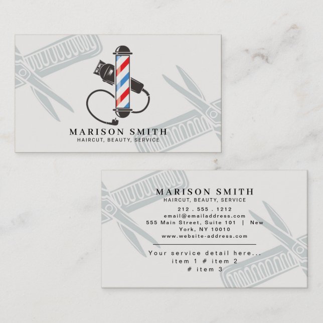Barber Shop Hair Stylist Professional Barbershop Visitkort (Fram/baksida)