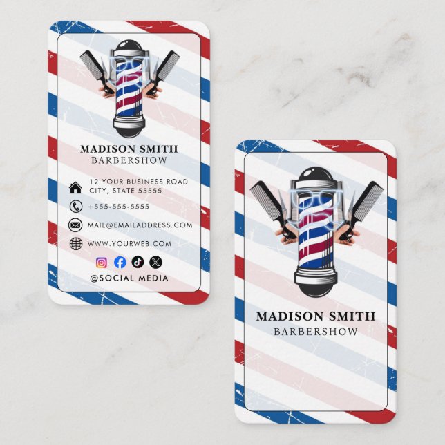 Barber Shop Hair Stylist Professional Barbershop Visitkort (Fram/baksida)