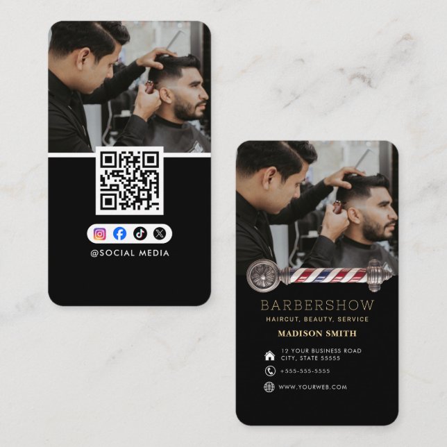 Barber Shop Hair Stylist Professional Barbershop Visitkort (Fram/baksida)