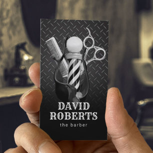 Barber Shop Hair Stylist Snyggt Metall Plate Visitkort