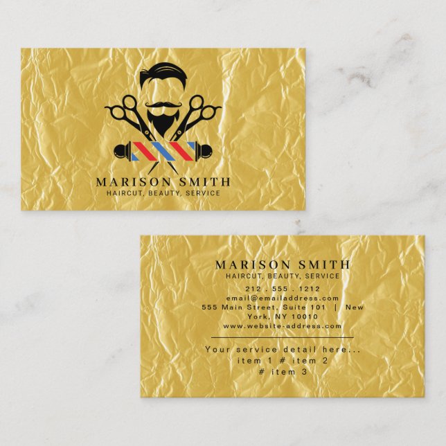 Barber Shop Hair Stylist  Visitkort (Fram/baksida)