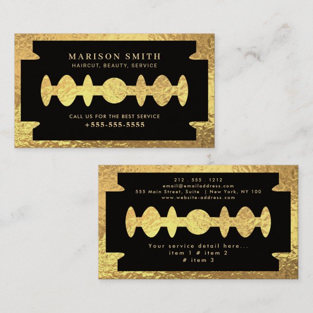 Barber Shop Hair  Visitkort (Fram/baksida)