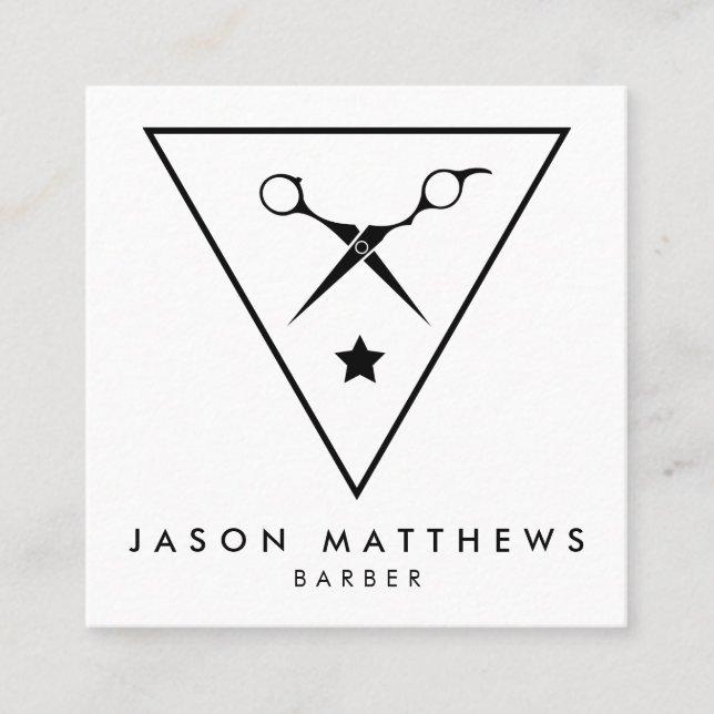 BARBER SHOP | Haircut & Shave Fyrkantigt Visitkort (Framsida)