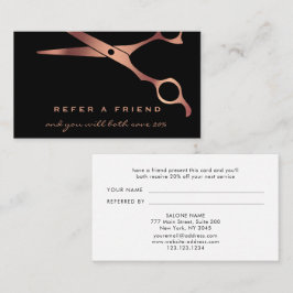 Barber Shop Hairdresser Black Copper ReferrCard Rabattkort