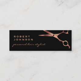 Barber Shop Hairdresser Black Copper Scissors Mini Visitkort