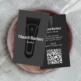 Barber Shop Hairdresser Modern Black Hair Clipper Visitkort