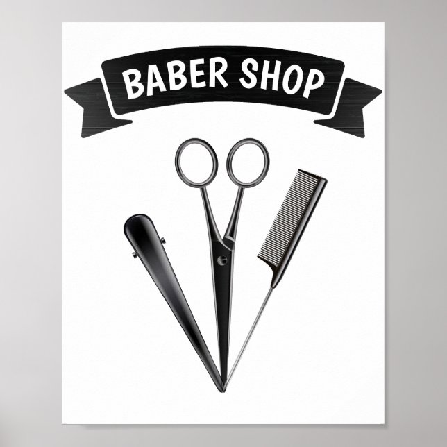 Barber Shop Hairdresser Modern Poster (Framsidan)