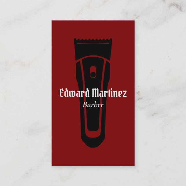 Barber Shop Hairdresser, Red Modern Hair Clipper Visitkort (Framsida)