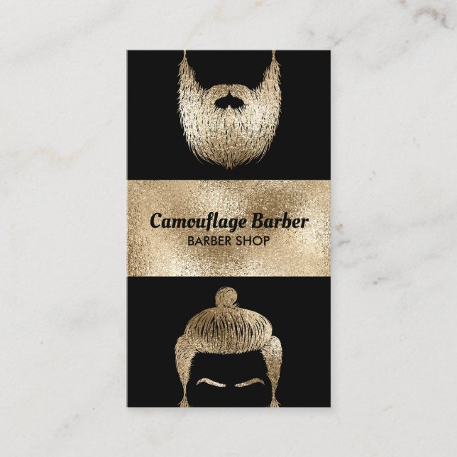 Barber Shop hipster guld glänsande Visitkort (Framsida)
