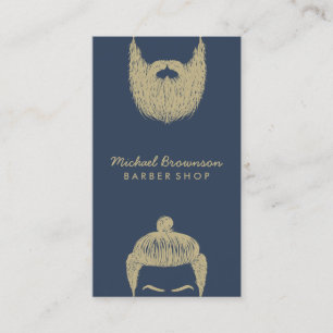 Barber Shop hipster skägg mustasch marin guld Visitkort