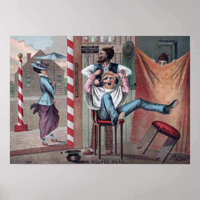 Barber Shop Humous Bild Vintage affisch (Framsidan)