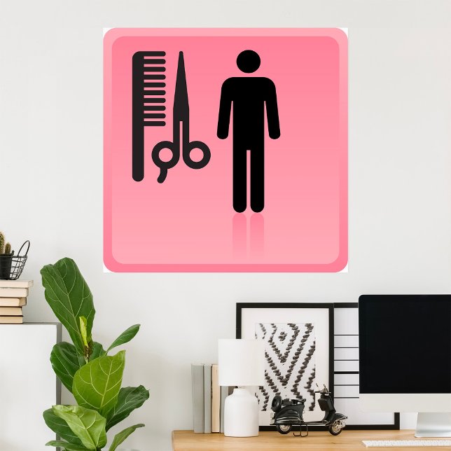 Barber Shop Icon Haircut Comb och Scissors Poster (Skapare uppladdad)