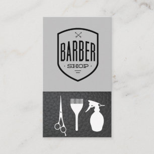 Barber Shop Leather   Affärskortet Snatta blad Visitkort