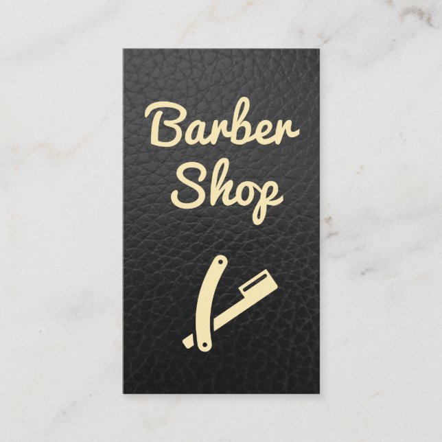 Barber Shop Leather | Snabblad Visitkort (Framsida)