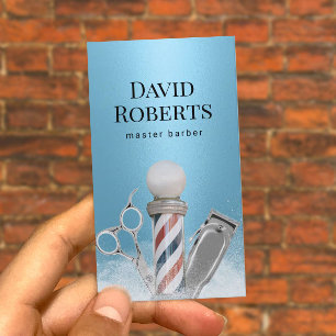 Barber Shop Master Barber Modern Blue Barbershop Visitkort