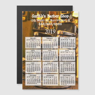 Barber Shop Mini Calendar 2019 Magnetisk Inbjudningskort