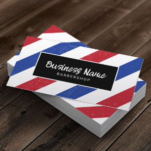 Barber Shop Minimalist Blue & Red Rand Hair Visitkort